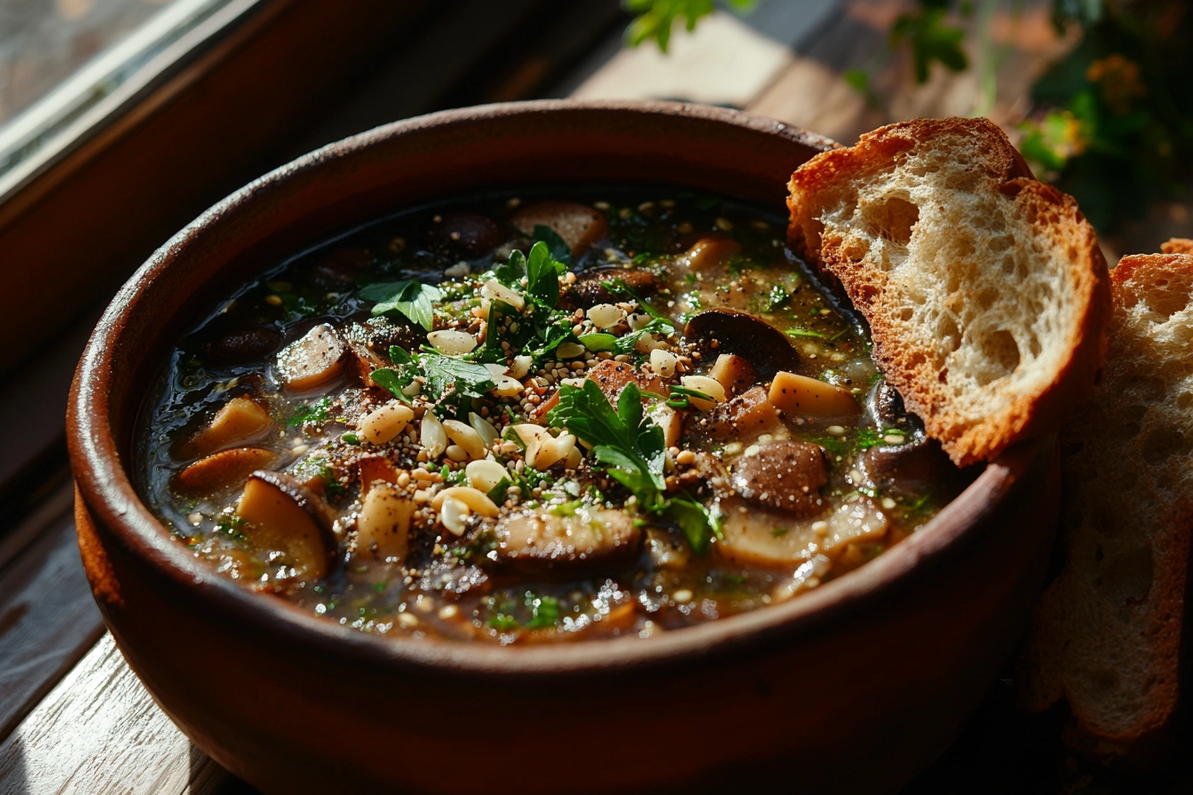 Грибний суп та хліб