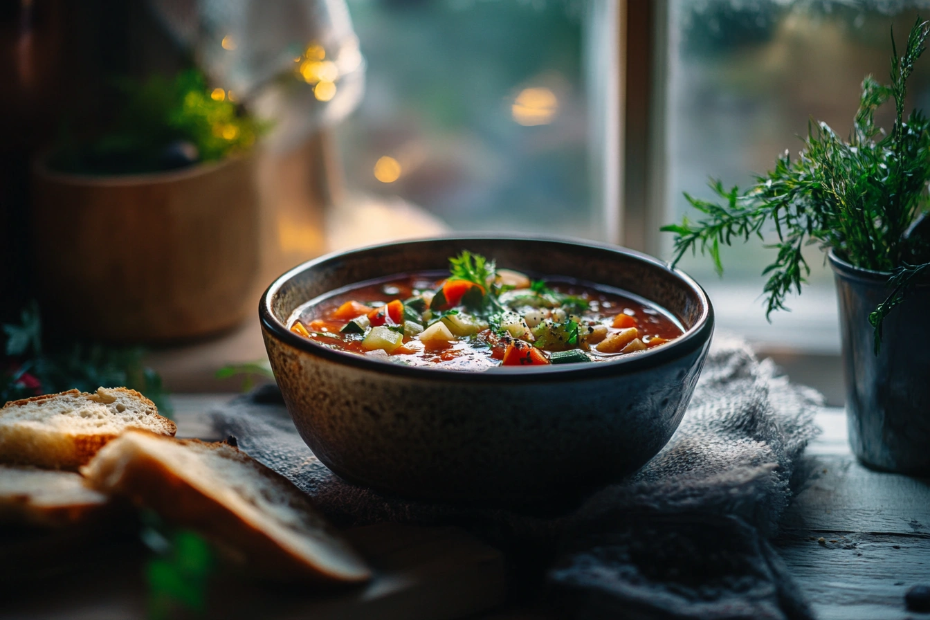 Борщ з чорним хлібом